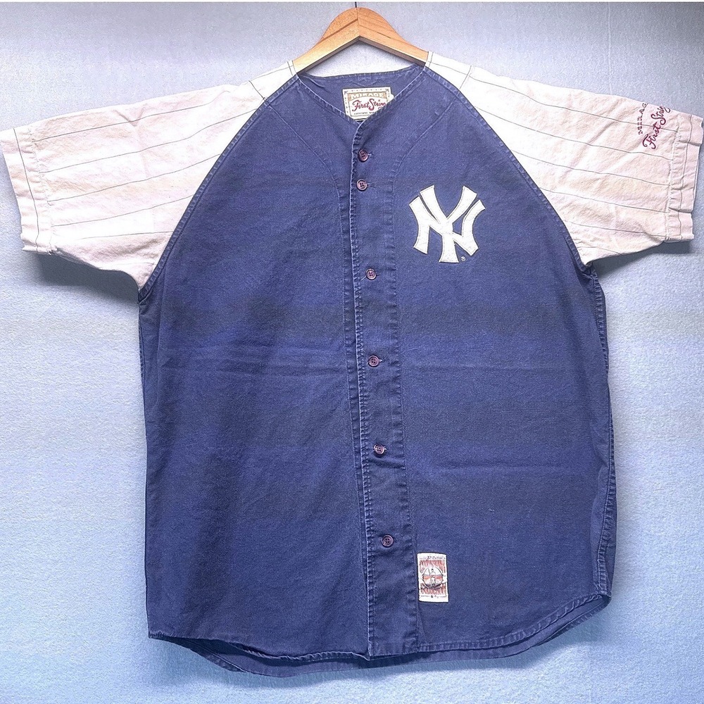 Vintage Mirage NY Yankees Cooperstown Collection Baseball Jersey Navy Blue XL